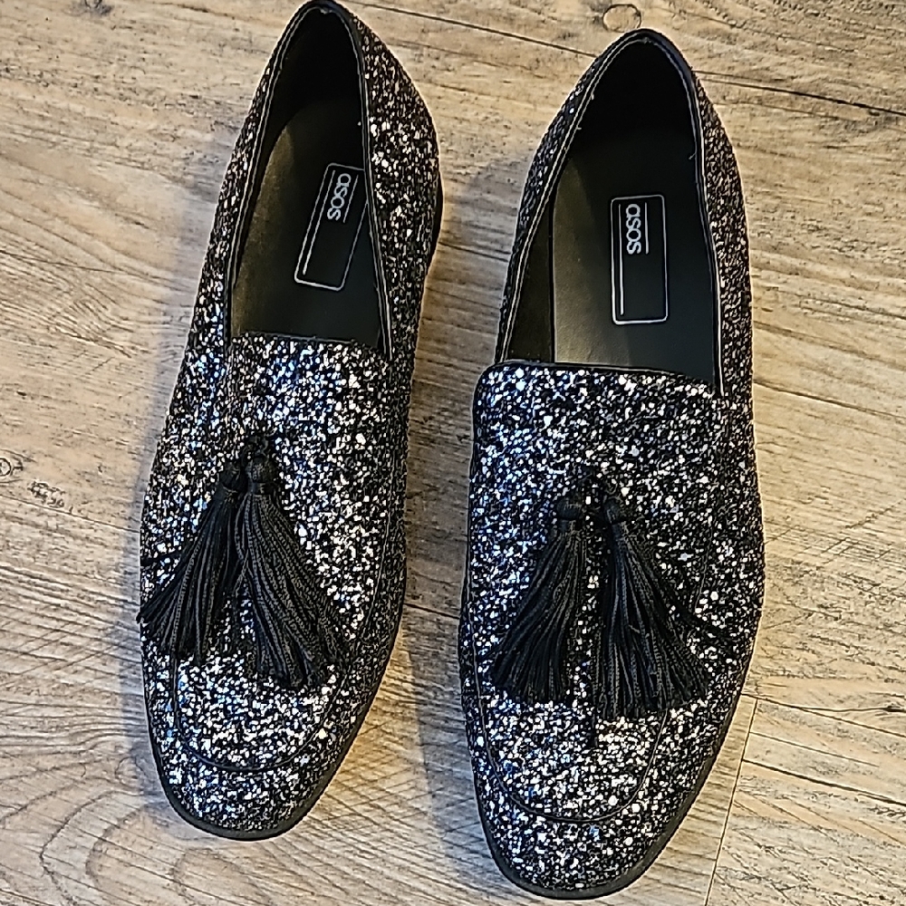 ASOS Sparkling Black Men's Loafers with Tassels